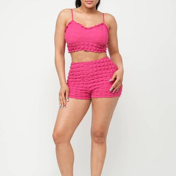 Popcorn Merrow Stitch Ends Top and Shorts Set - Picture 2 of 7